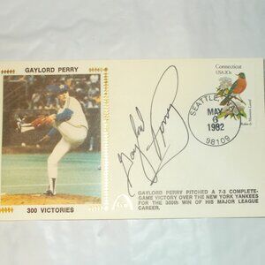 Gaylord Perry Signed First Day Cover Beckett Certified Seattle Mariners 300 Wins